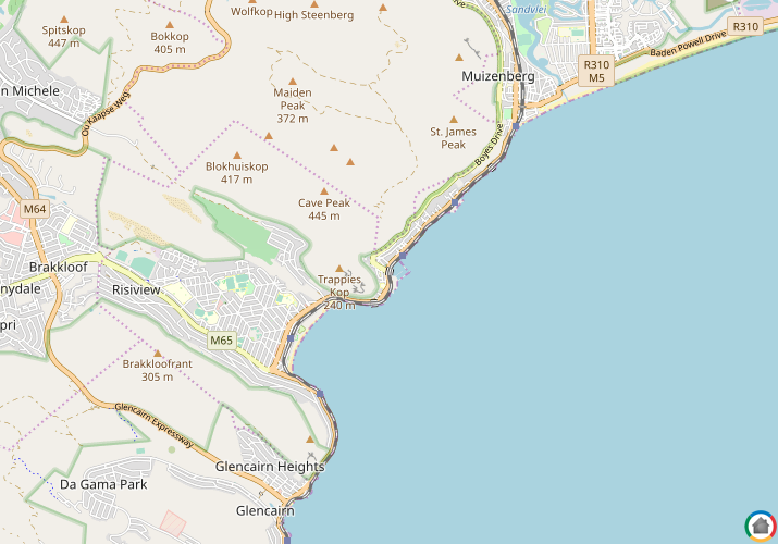 Map location of Kalk Bay